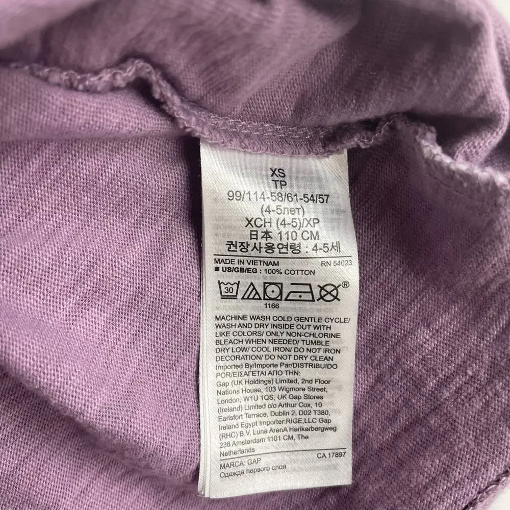 Gap Kids Long Sleeve Flash Skiing Graphic T Shirt Purple Size XS